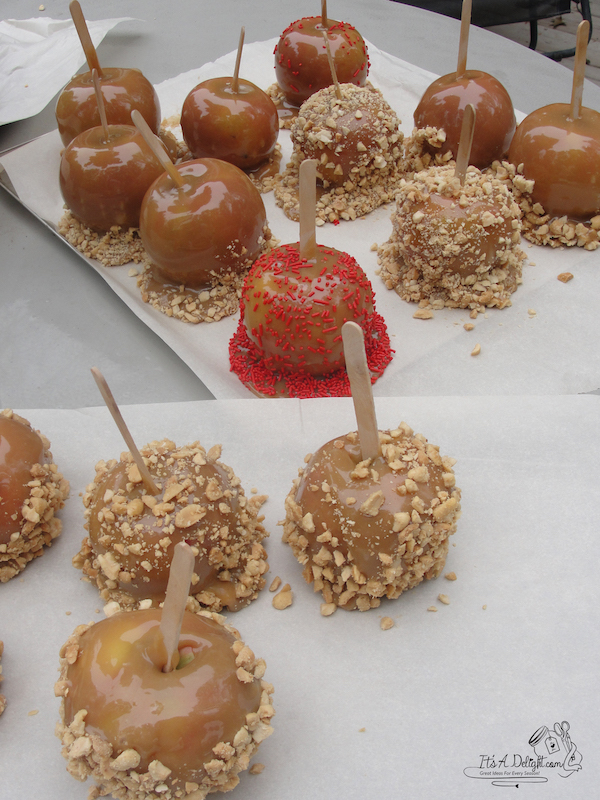caramel coated apples with nuts