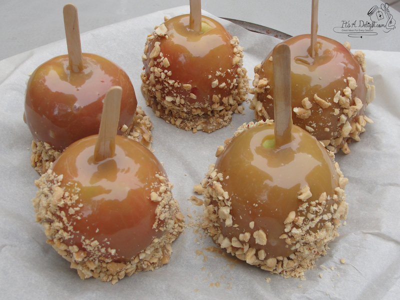 caramel coated apples with nuts