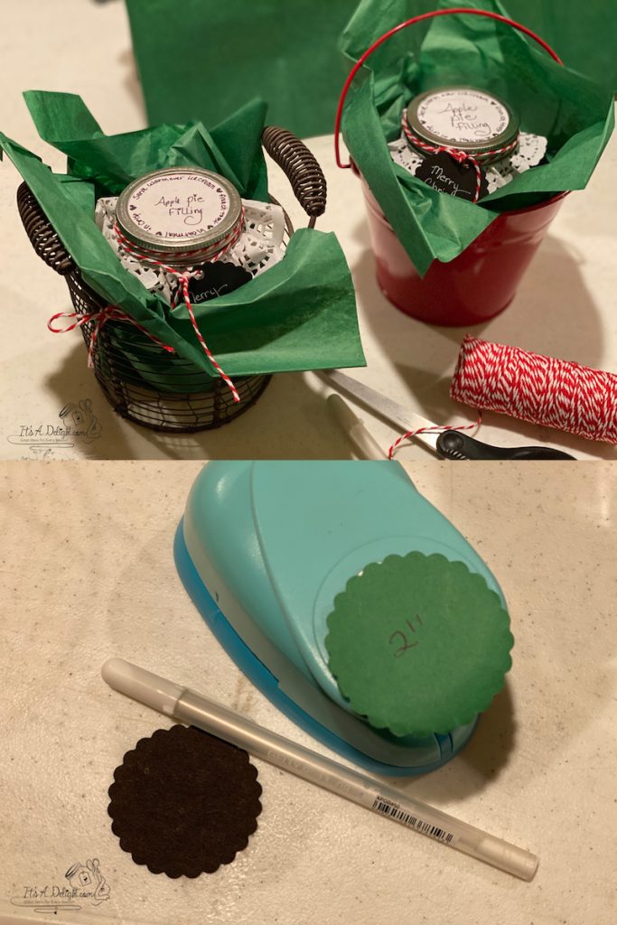 making the apple pie filling jar gift