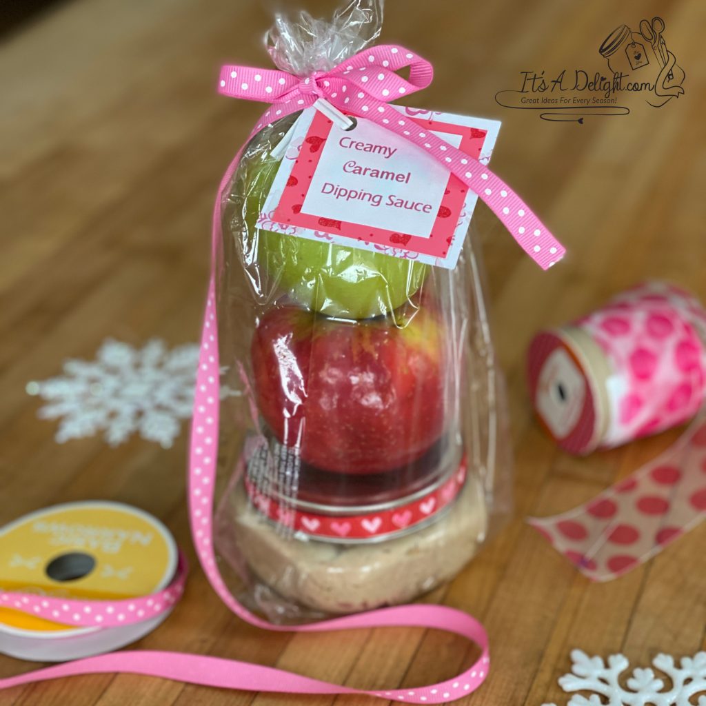 Creamy Caramel dipping sauce bag with apples